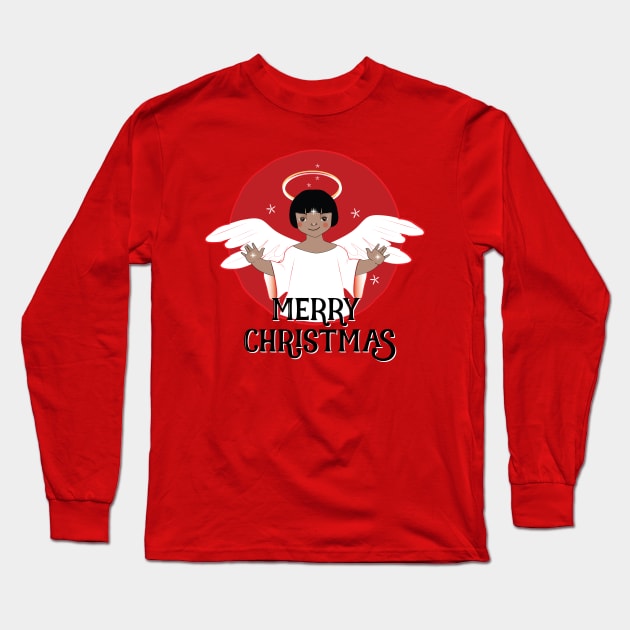 Merry Christmas Angel Long Sleeve T-Shirt by emma17